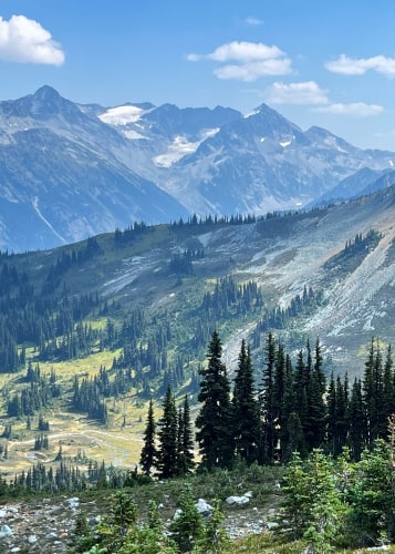 Layered alpine mountain peaks