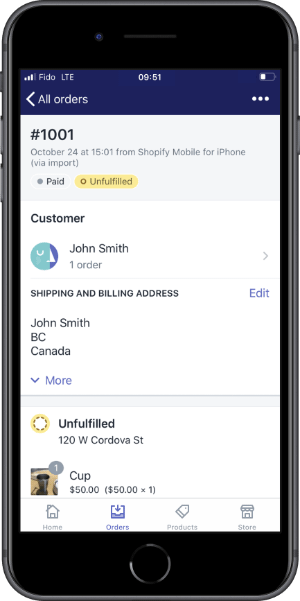Screenshot of an example detail screen in the app, circa 2019