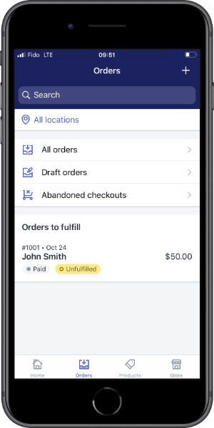 Screenshot of an example index screen in the app, circa 2019