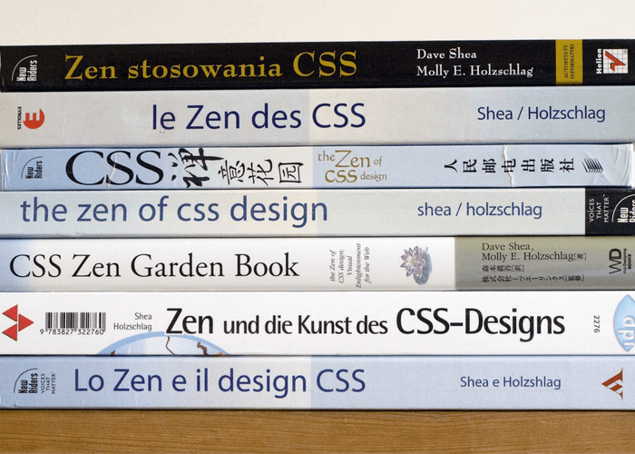 Stack of 7 copies of the same book showing spines translated into other languages.